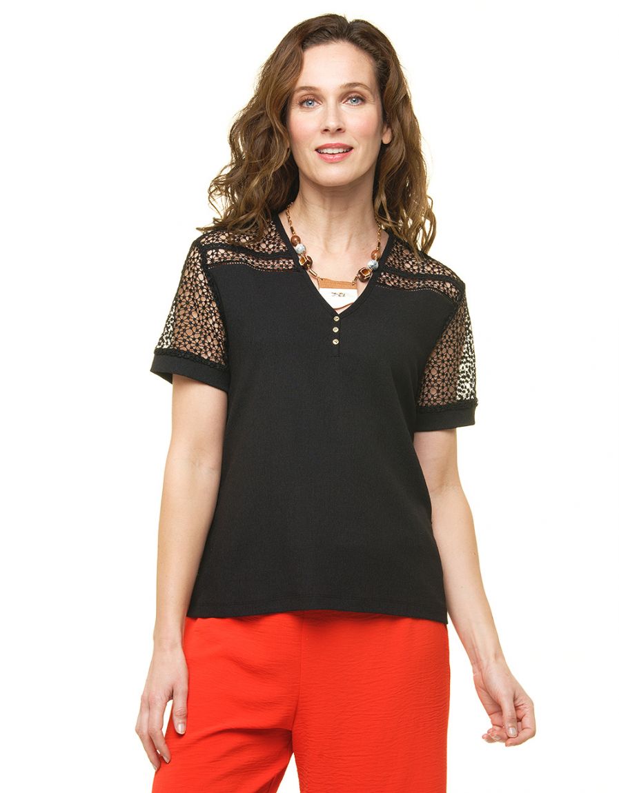 Blouse creponnée noir