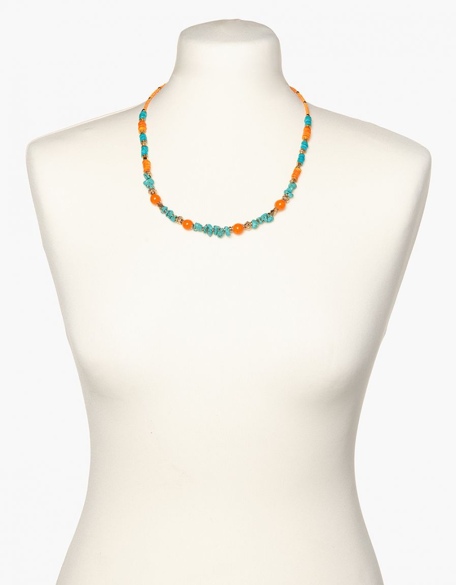 Collier orange et bleu