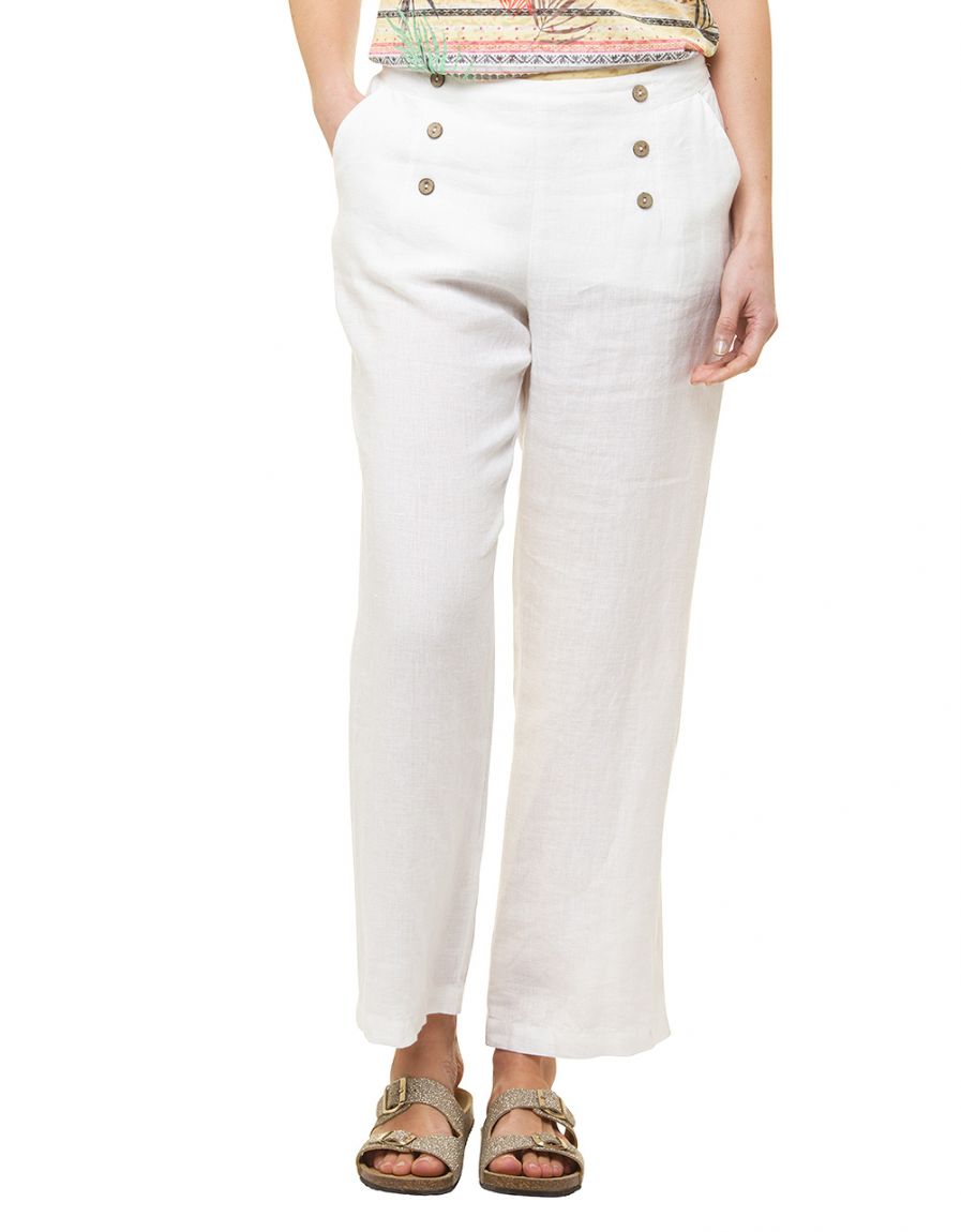 Pantalon 100% lin blanc