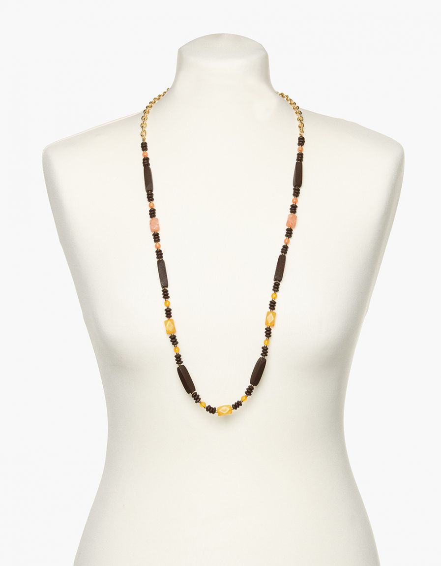 Collier sautoir marron