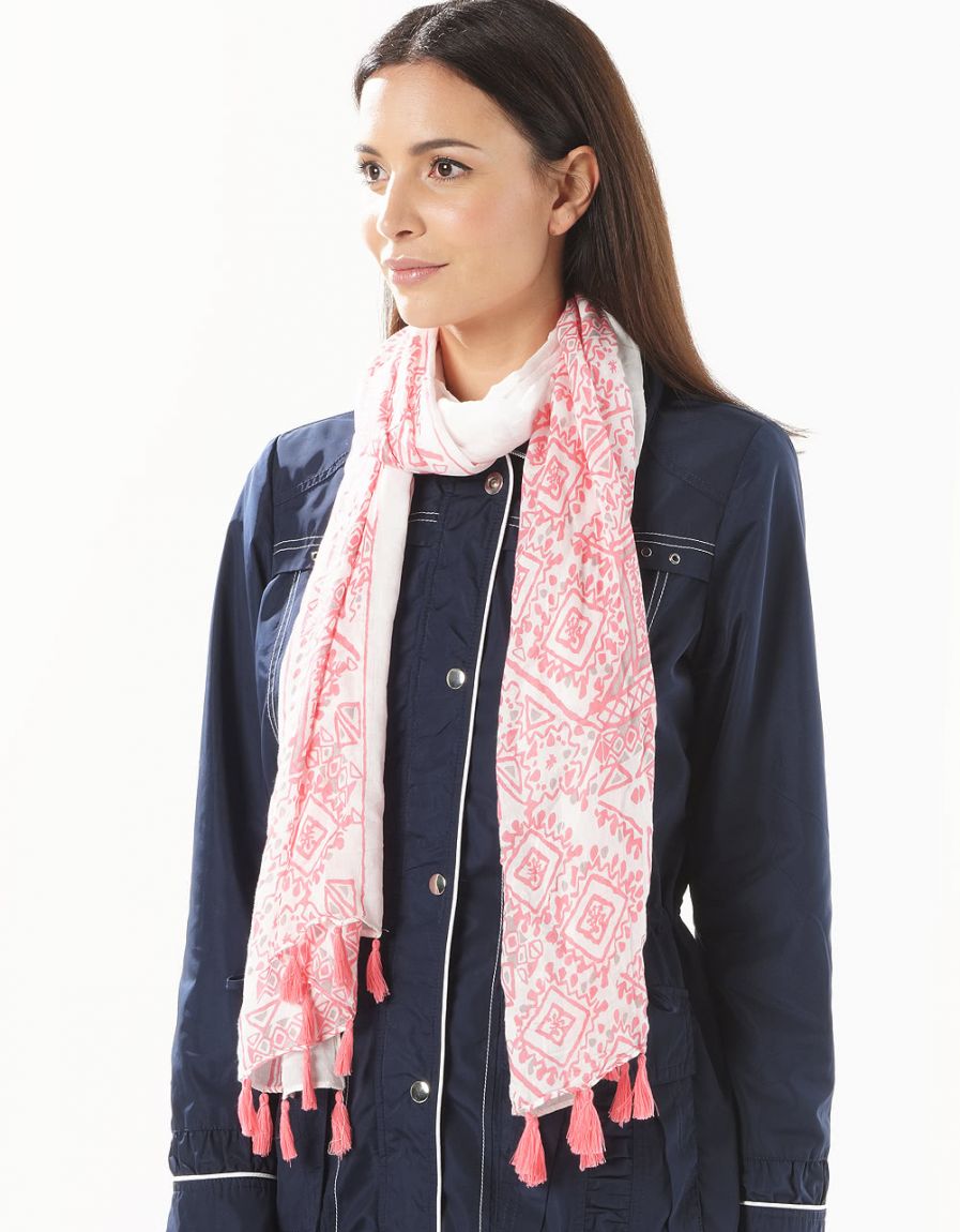 Foulard écru et rose