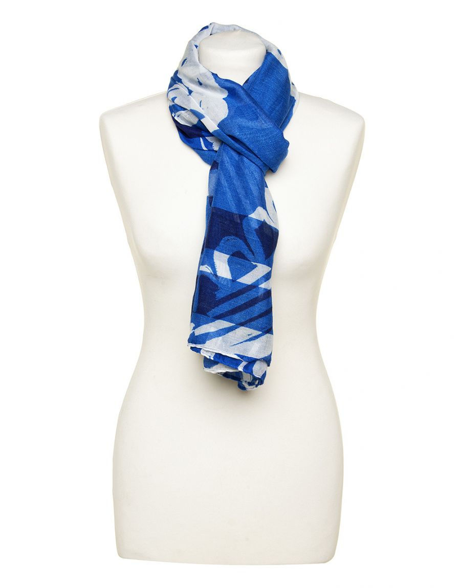 Foulard bleu imprimé