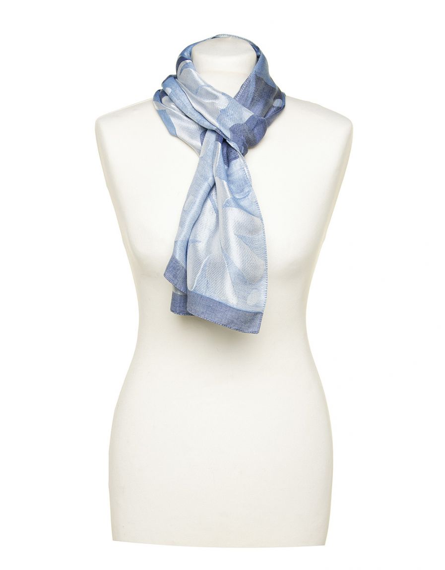 Foulard bleu fleurs