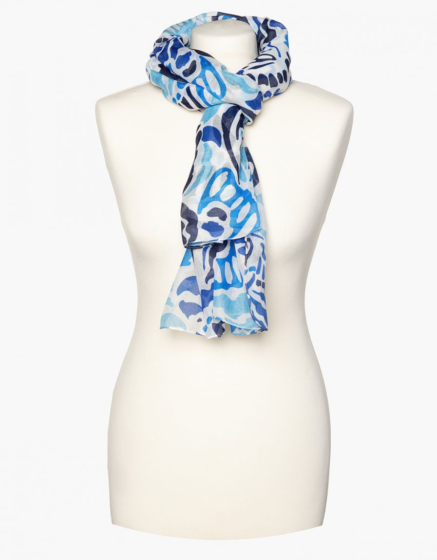 Foulard bleu imprimé