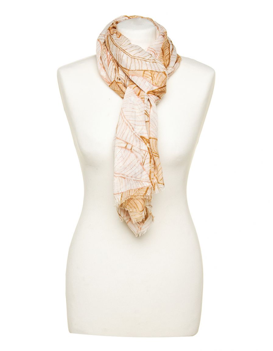 Foulard camel feuillages