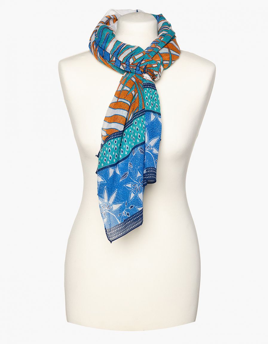 Foulard bleu coton