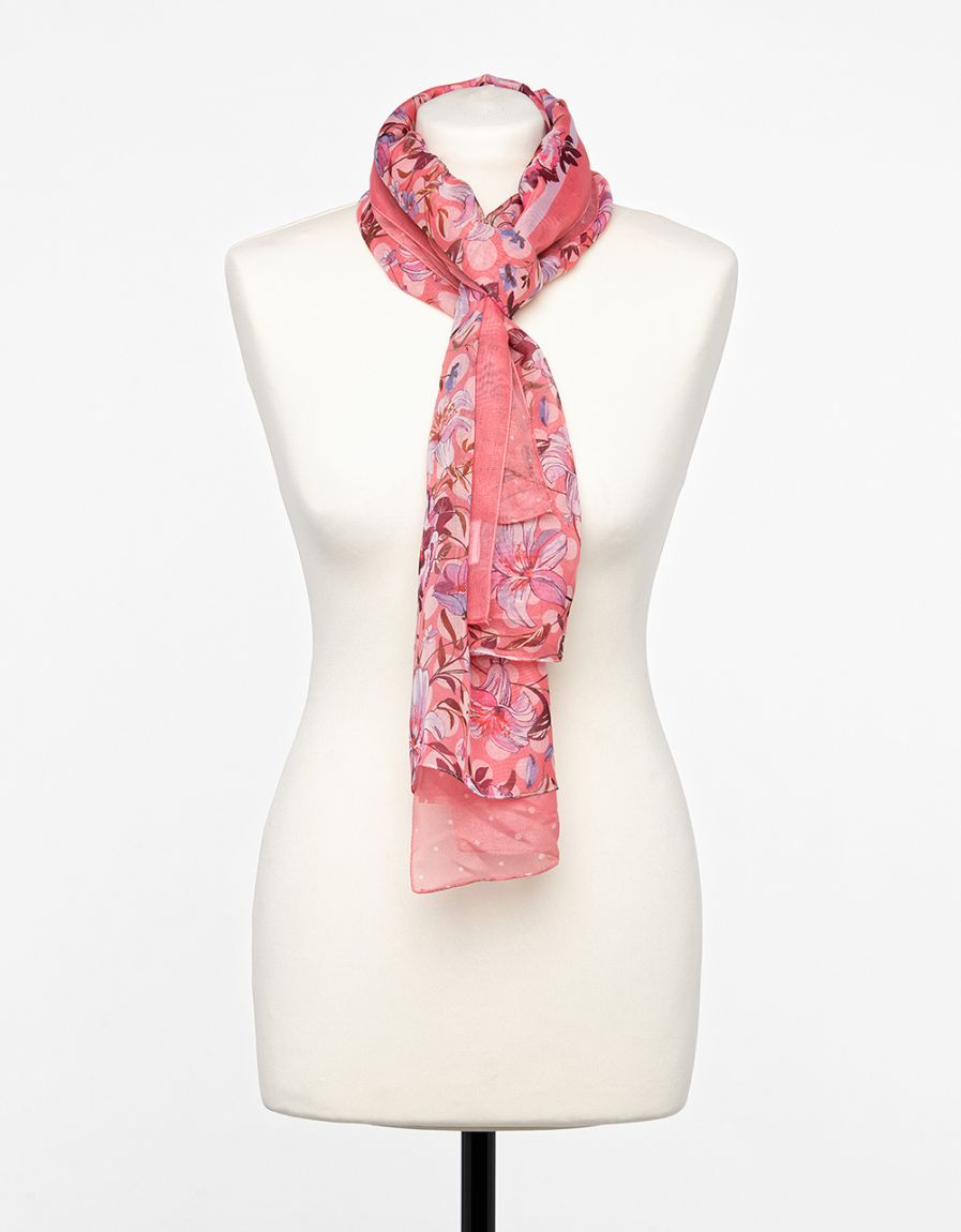 Foulard rose fleuri