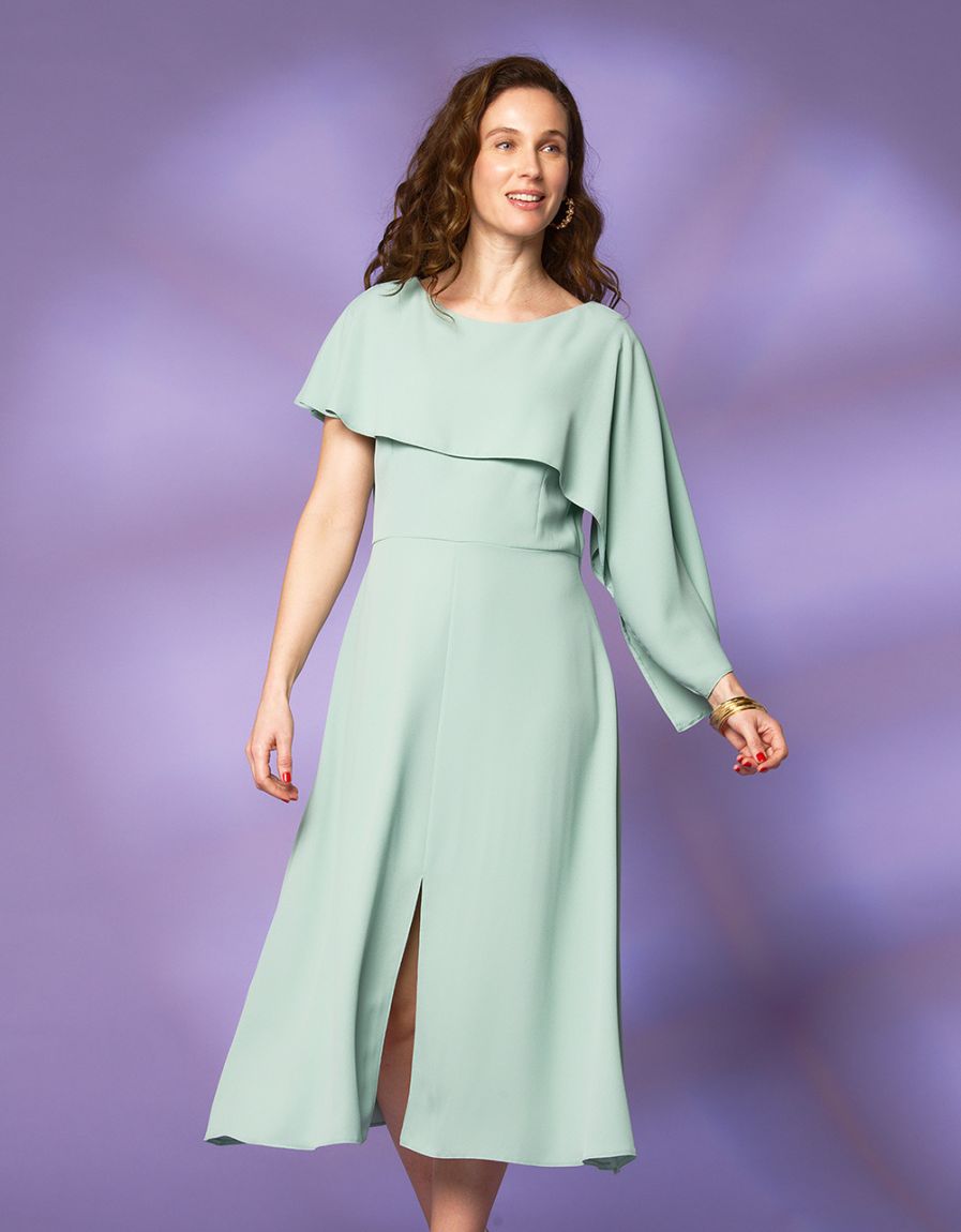 Robe habillée crêpe vert