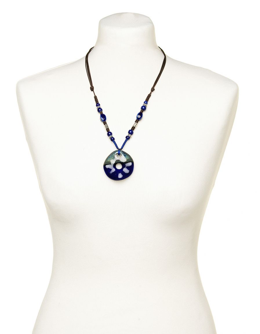 Collier céramique bleu