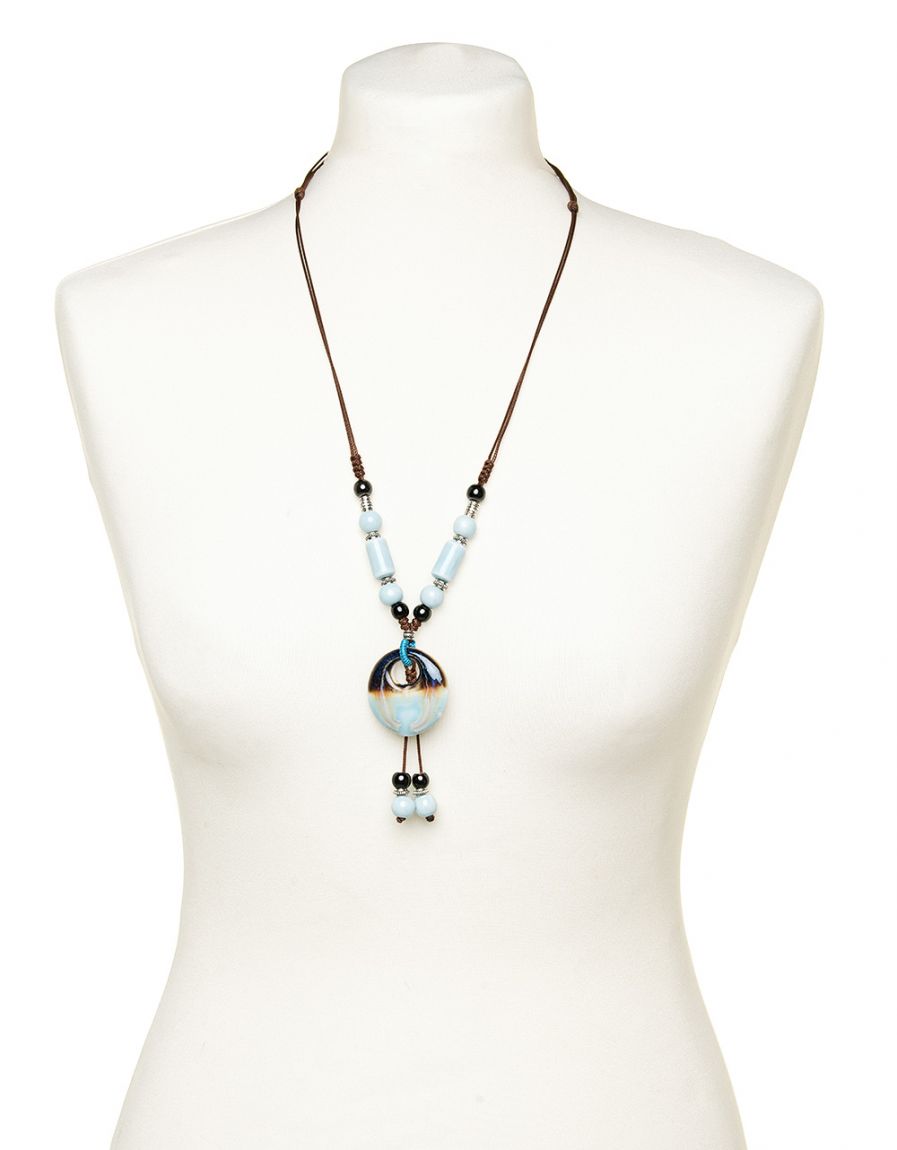 Collier céramique bleu